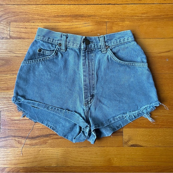 Vintage Distressed Grey Denim Shorts - Picture 3 of 5